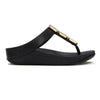 Fit Flop Lulu Toe Post Sleek Resin Trim Leather Sandal - Black