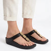 Fit Flop Lulu Toe Post Sleek Resin Trim Leather Sandal - Black