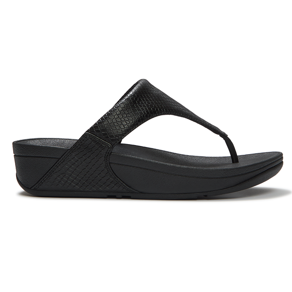 Fit Flop Lulu Toe Post Snake Sandal - Black
