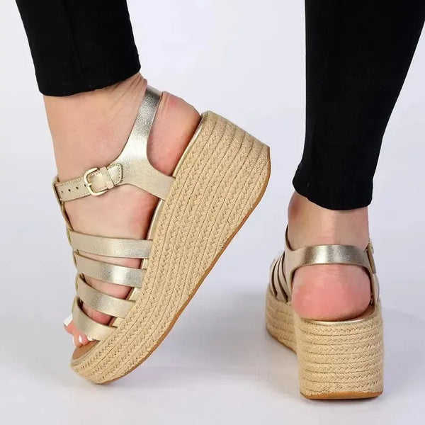 Fit Flop Platform Espadr.Fisherman Wedge - Platino Metallic