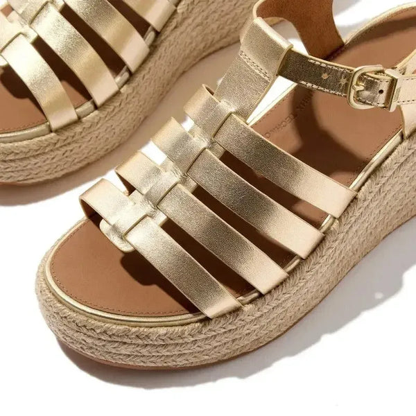 Fit Flop Platform Espadr.Fisherman Wedge - Platino Metallic