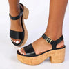 Fit Flop Platform Leather/Cork Heel Sandal - Black