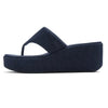Fit Flop Platform Textile Denim Wedge Sandal - Dark Denim