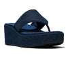Fit Flop Platform Textile Denim Wedge Sandal - Dark Denim