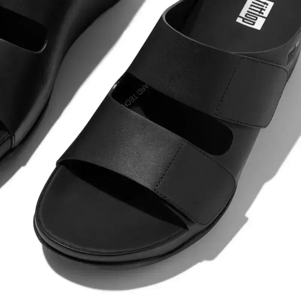 Fit Flop Shuv Leather Adjustable Slide - Black