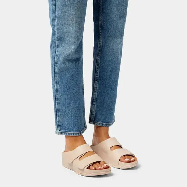 Fit Flop Shuv Leather Adjustable Slide - Sand