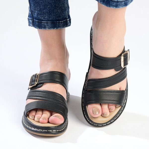 Franco Rossi Amy Push-In Mule Sandals - Black-Franco Rossi-Buy shoes online