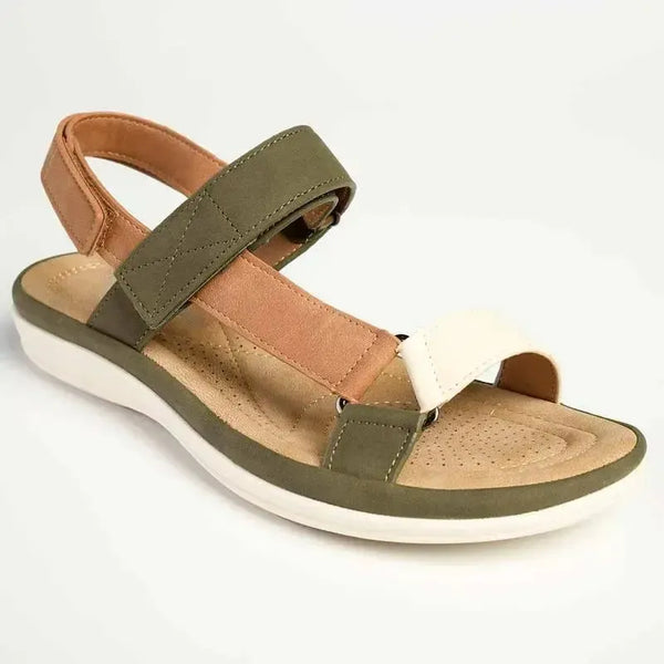 Franco Rossi Comfort Ladies Triangle Sandals - Olive Multi