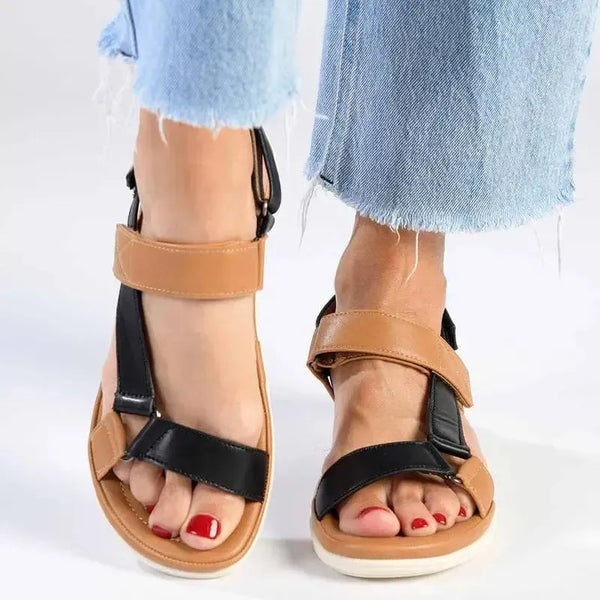 Franco Rossi Comfort Ladies Triangle Sandals - Tan Multi