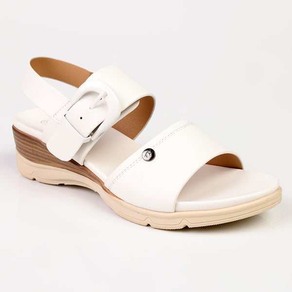 Franco Rossi Comfort Wedge Sandals - White