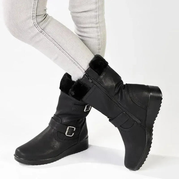 Franco Rossi Fur Collar Boot - Black