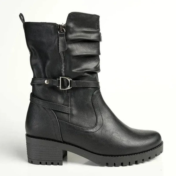 Franco Rossi Ladies Cleated Midcalf Boot - Black