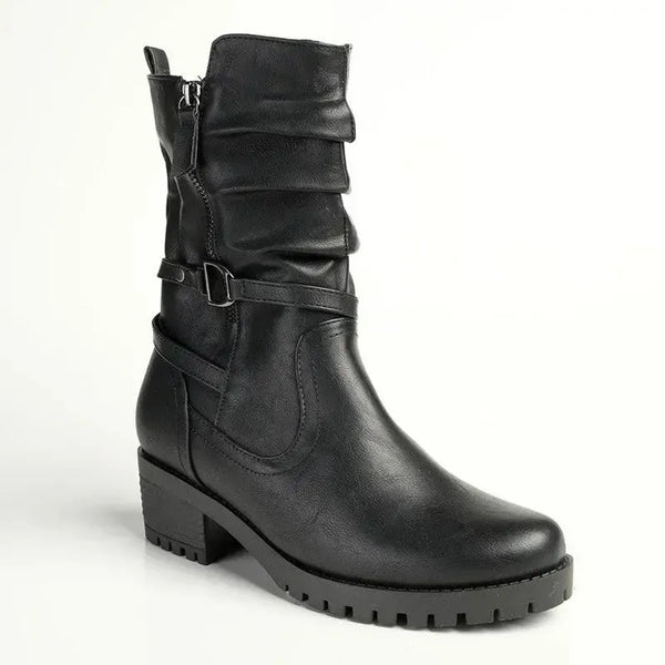 Franco Rossi Ladies Cleated Midcalf Boot - Black