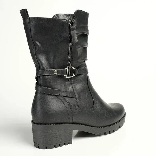 Franco Rossi Ladies Cleated Midcalf Boot - Black