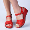 Franco Rossi Ladies Crossover Wedge Sandal - Red-Franco Rossi-Buy shoes online