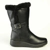 Franco Rossi Ladies Fashion Side Buckle and Fur Boot - Black