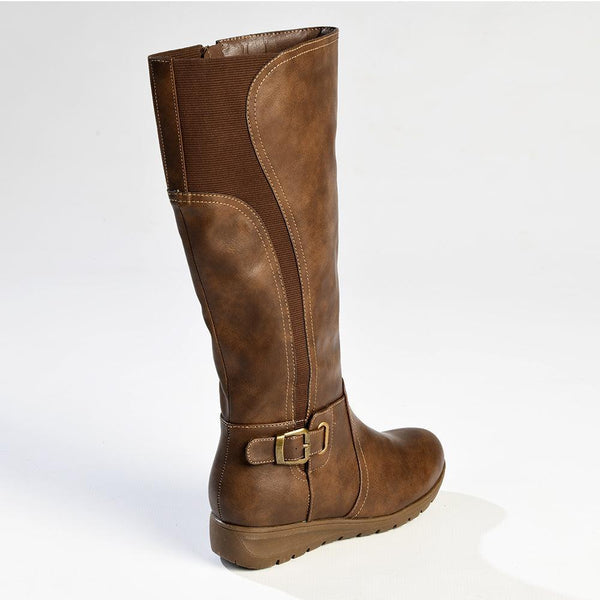 Franco Rossi Ladies Long Back Elastic Boot - Choc Nubuck-Franco Rossi-Buy shoes online