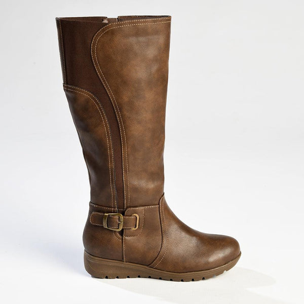 Franco Rossi Ladies Long Back Elastic Boot - Choc Nubuck-Franco Rossi-Buy shoes online