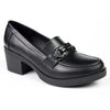 Franco Rossi Saddle Detail Block Heel Loafers - Black