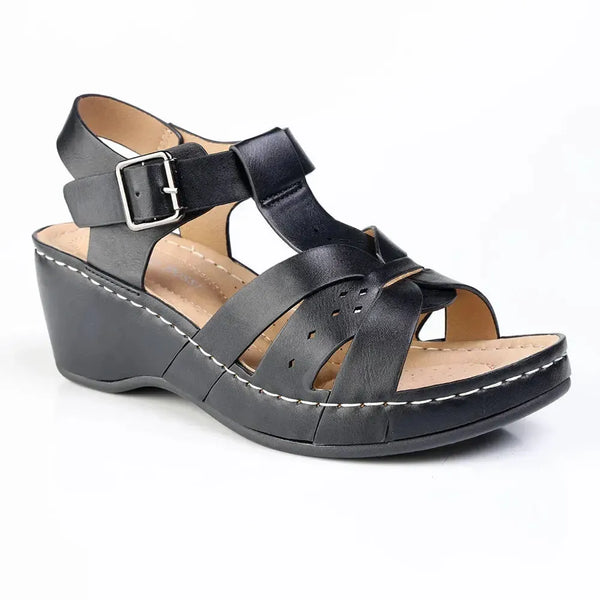 Franco Rossi T-Bar Comfort Wedge - Black