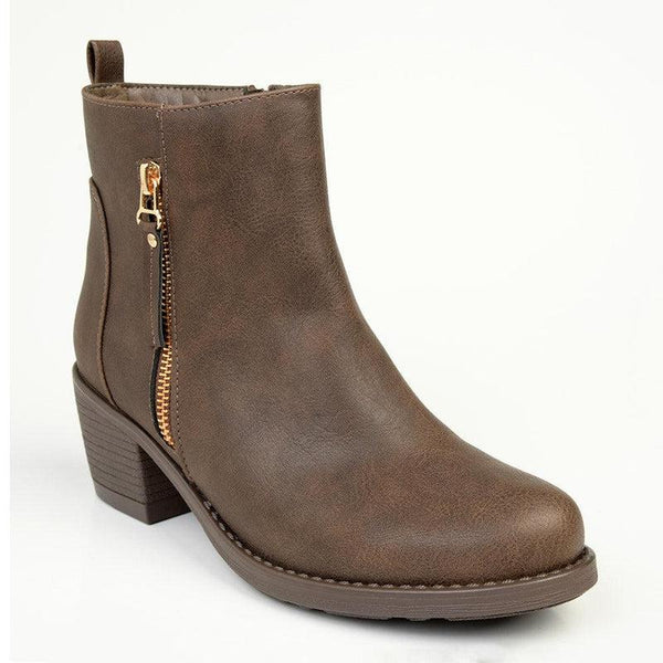 Franco Rossi Talia Side Zip Ankle Boot - Chocolate-Franco Rossi-Buy shoes online