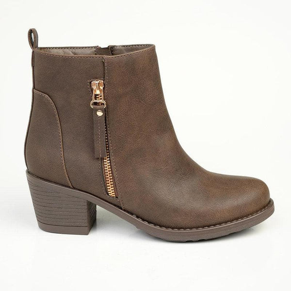 Franco Rossi Talia Side Zip Ankle Boot - Chocolate-Franco Rossi-Buy shoes online