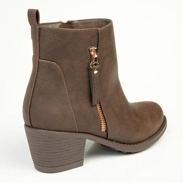 Franco Rossi Talia Side Zip Ankle Boot - Chocolate-Franco Rossi-Buy shoes online