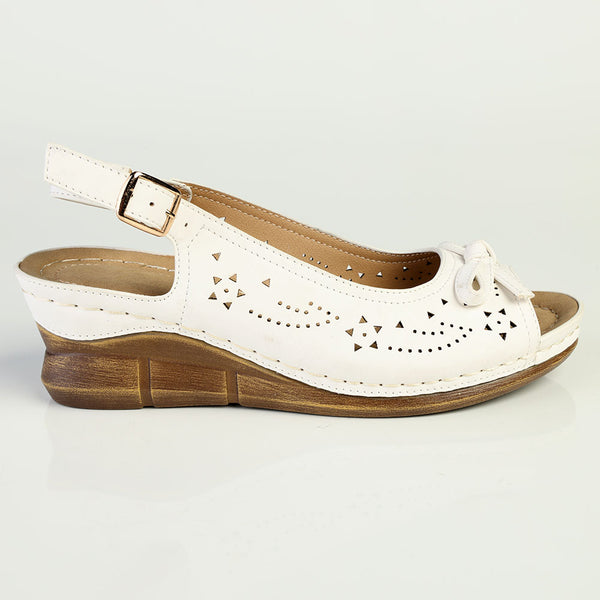 Franco Rossi Wedge Sling Back Wedge-White