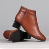 Froggie Chelsea Leather Block Heel Side Zip Ankle Boot - Chestnut