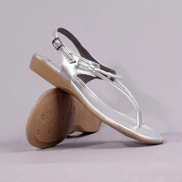 Froggie Ella Leather Comfort Thong Sandal - Silver