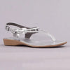 Froggie Ella Leather Comfort Thong Sandal - Silver