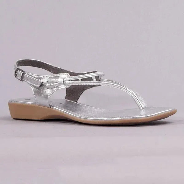 Froggie Ella Leather Comfort Thong Sandal - Silver