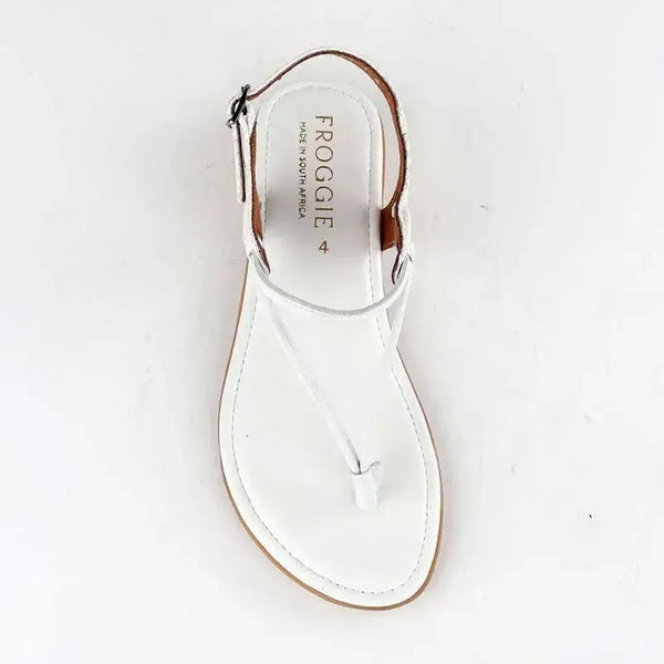 Froggie Ella Leather Comfort Thong Sandal - White