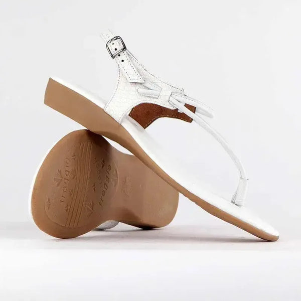 Froggie Ella Leather Comfort Thong Sandal - White
