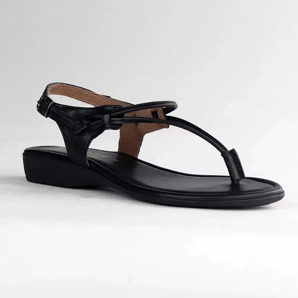 Froggie Ella Thong Leather Sandal - Black