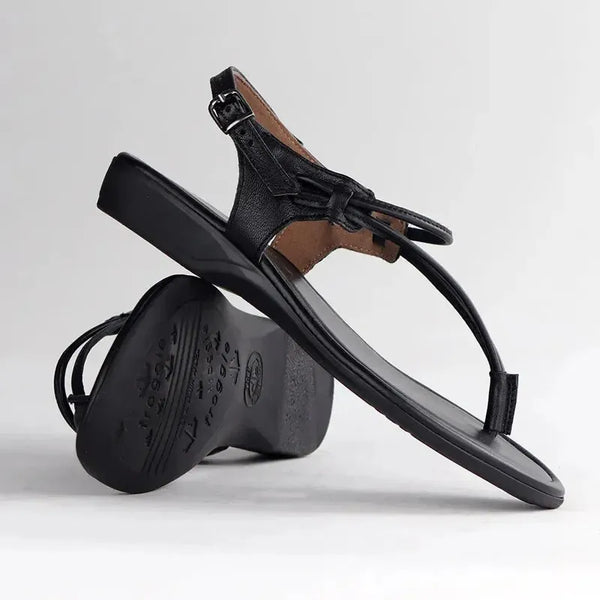 Froggie Ella Thong Leather Sandal - Black