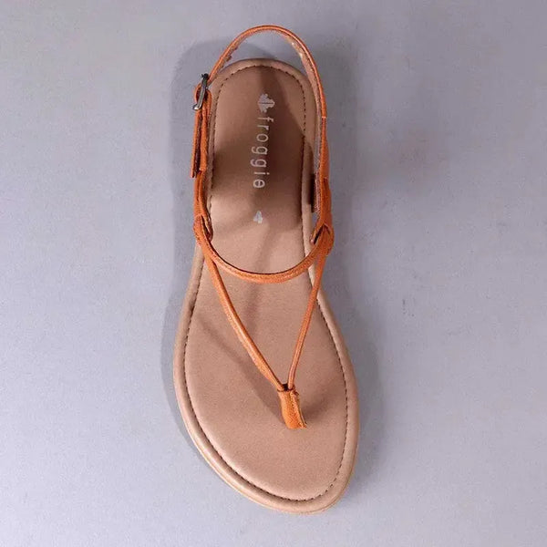 Froggie Ella Thong With Back Strap Sandal - Tan M