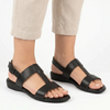 Froggie Ida H-Bar leather Flat Sandal - Black