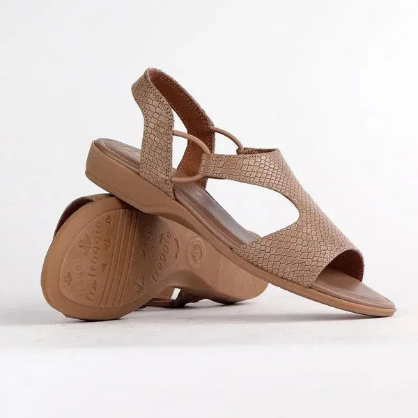 Froggie Ida Leather Flat Sandal - Stone