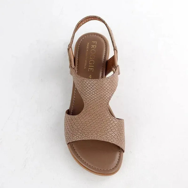 Froggie Ida Leather Flat Sandal - Stone