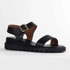 Froggie Ida Leather Wedge Sandal - Black M