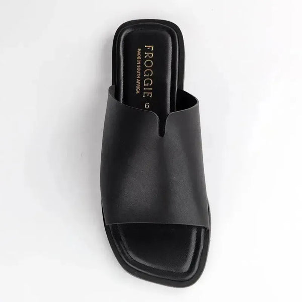 Froggie Ivy Flat Leather Slip On Sandal - Black