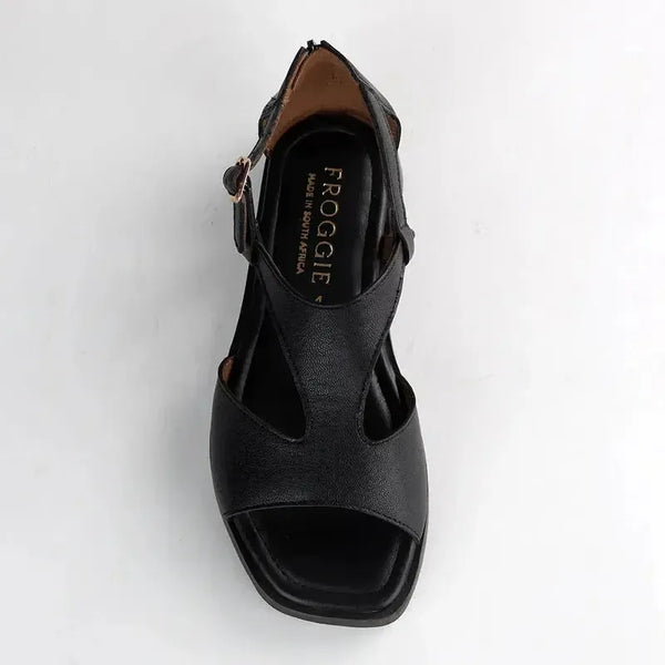 Froggie Ivy Leather Closed Back Thong Sandal - Black