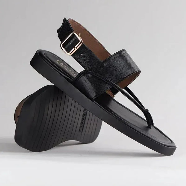 Froggie Ivy Leather Thong Sandal - Black