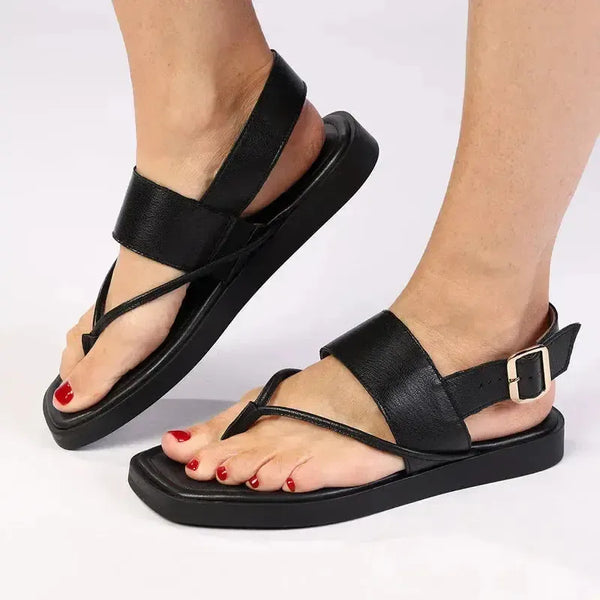 Froggie Ivy Leather Thong Sandal - Black