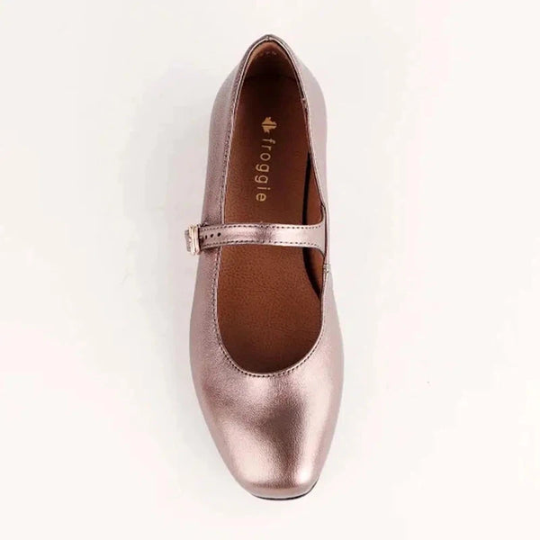 Froggie Karen Leather Pump with Buckle Strap - Rose Gold-Froggie-Buy shoes online