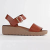 Froggie Megan Lower Leather Wedge Sandal -Chestnut