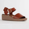 Froggie Megan Lower Leather Wedge Sandal -Chestnut