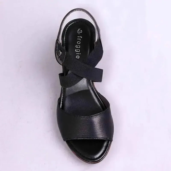 Froggie Merisa Leather High Wedge - Black