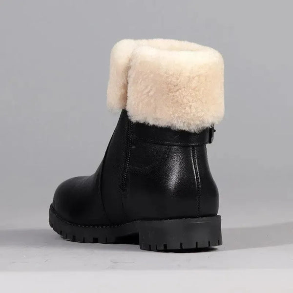 Froggie Pat Leather Fur Collar Ankle Boot - Black